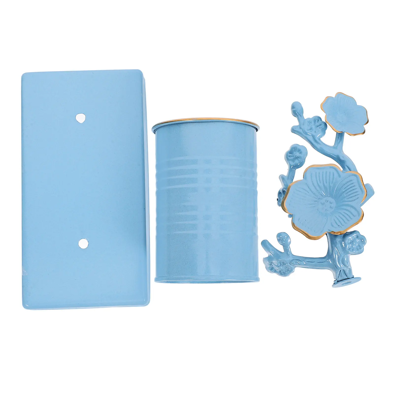 

Винтажная железная подставка для ручек с узором «Цветы сливы», 15x15x7.5см, многофункциональный настольный органайзер, подставка для кистей для макияжа, стакан для ручек, цветочный дизайн