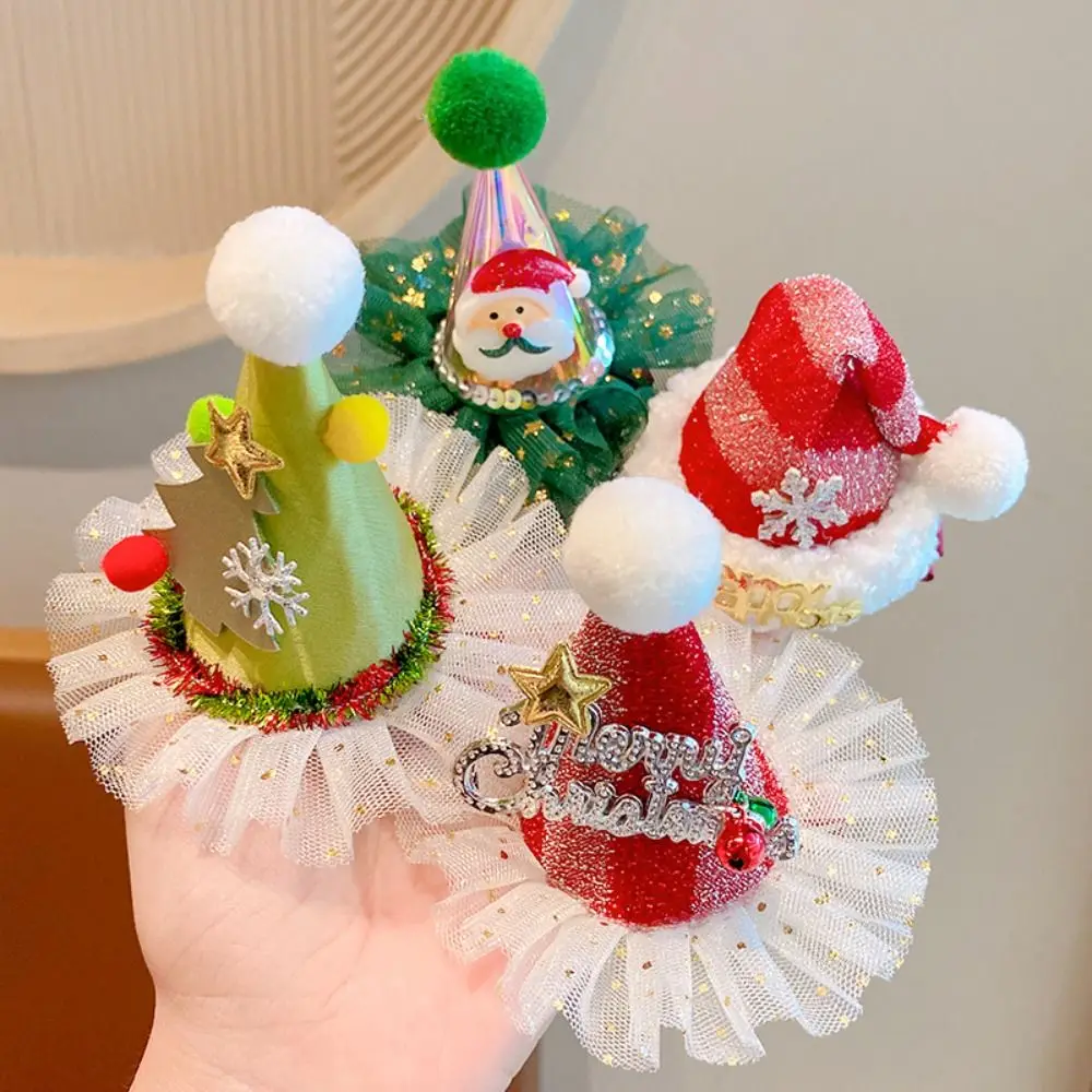 

Fashion Star Christmas Hair Clip Ball Elk Santa Claus Duckbill Clip Headwear Barrettes Christmas Hat Hairpin Female/Children