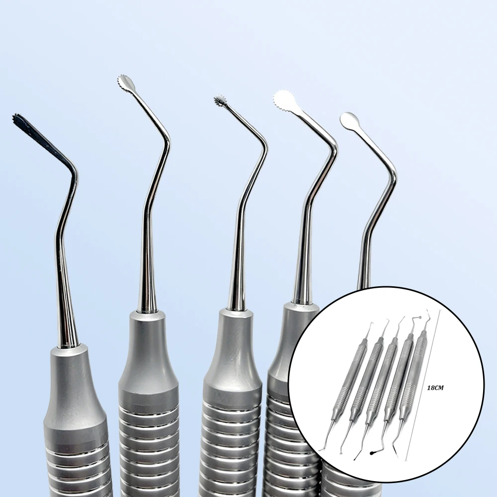 5 Pieces Dental Gingival Cord Packer Kit with Serrated Tips for Gum Retraction and Tooth Separation Dental Operation