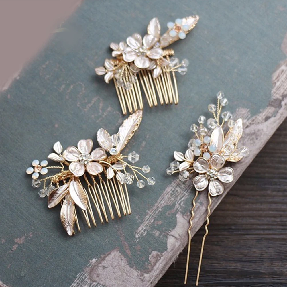 

2pcs Vintage Floral Hair Comb Set Beaded Handmade Wedding Bridal Hairpins For Party Prom Anniversary Brides Bridesmaids
