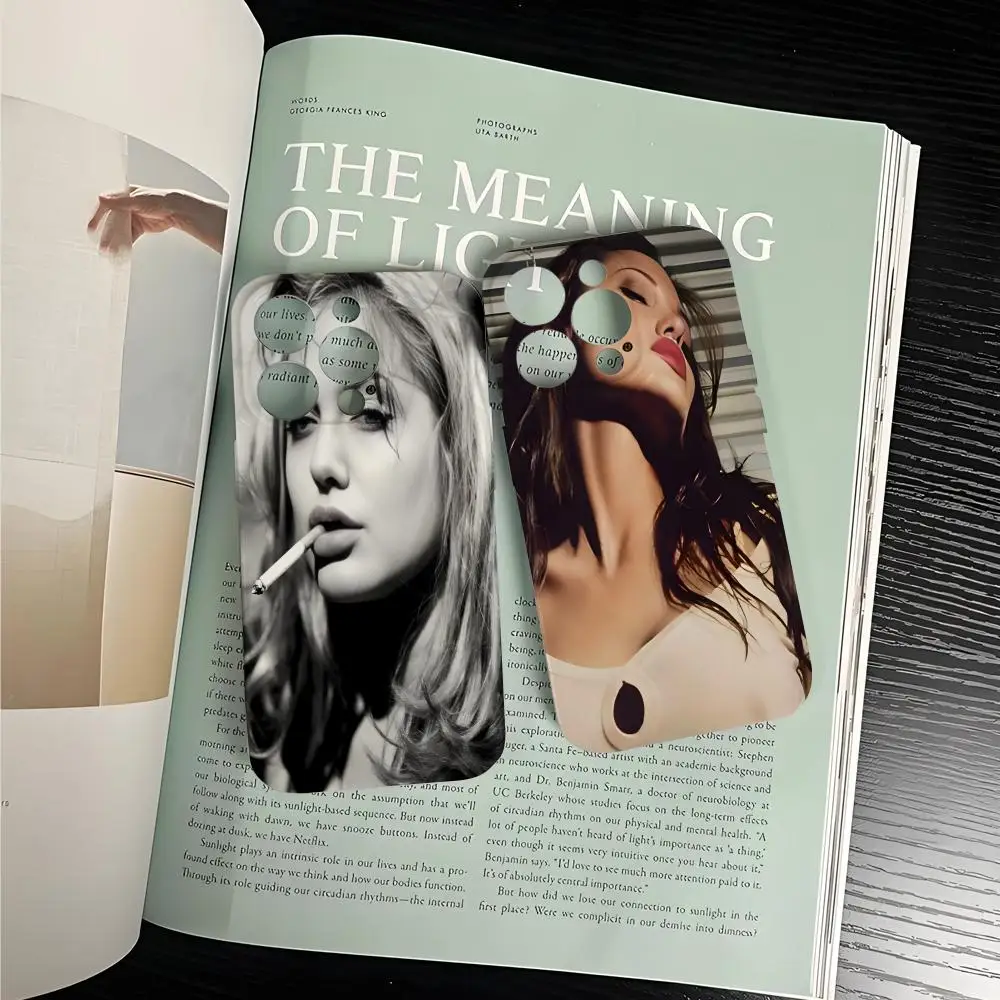 A-AngelinaS Jolie Vintage Phone Case Film Korean INS for iPhone 16 15 14 13 12 11 Pro Max Plus Luxury  Cover