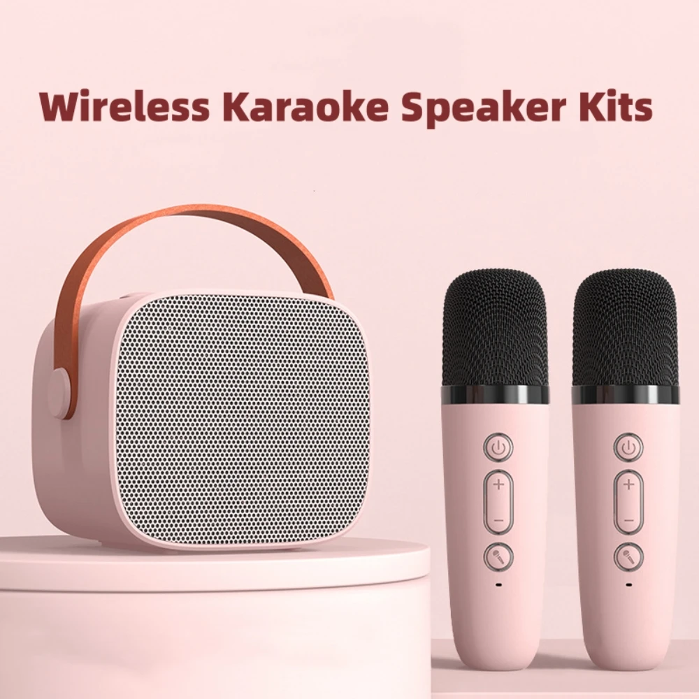 Mini Karaoke Machine for Kids and Adults Portable Speaker With 1-2 Wireless Microphone for Home KTV Birthday Party Holiday Gifts