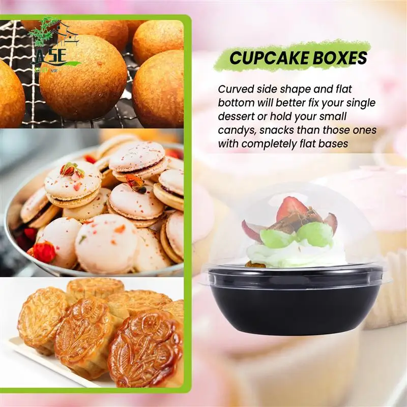 

A05E-50 Pack Clear Plastic Mini Cupcake Container, Individual Packaging Treat Boxes With Dome Lids For Mini Muffin Macaron