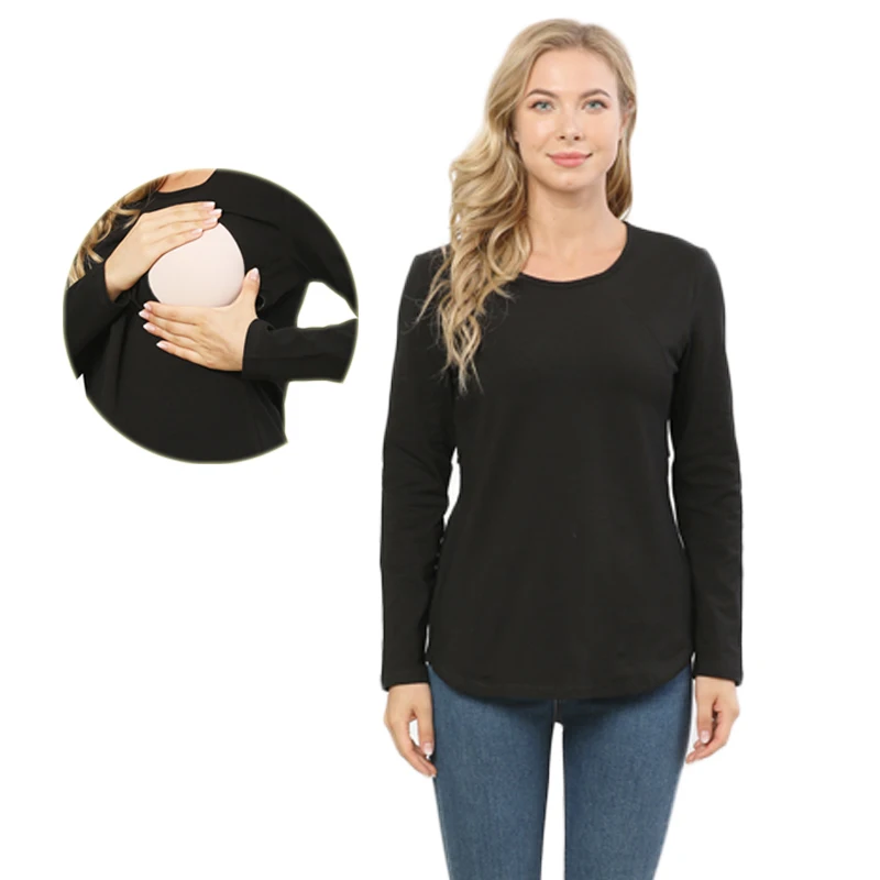 

Autumn Long Sleeve Pregnancy Maternity Clothes Preast Feeding Tops For Pregnant Women Nursing Top Maternity T-shirt Freeshipping