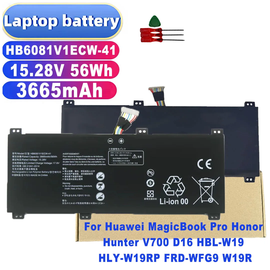 HB6081V1ECW-41/41B 15.28V 56Wh Laptop Battery for Huawei MagicBook Pro Honor Hunter V700 D16 HBL-W19 HLY-W19RP FRD-WFG9 W19R