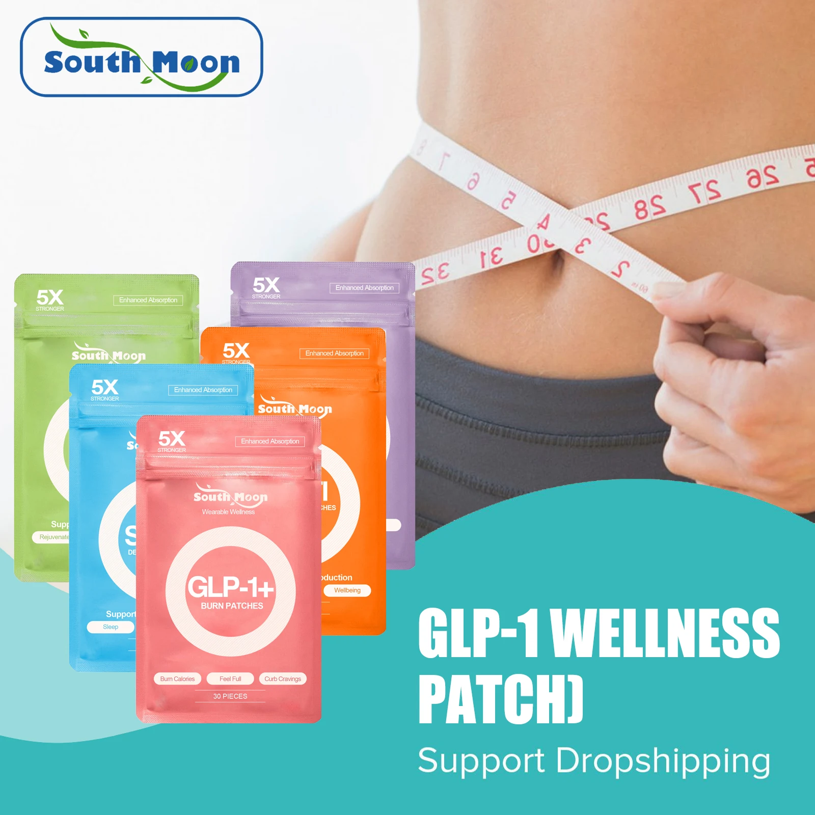 

GLP-1 Body Wellness Patch Slimming Belly Fat Burning Control Appetite Weigh Management Improve Sleep Quality NAD+ Supplement