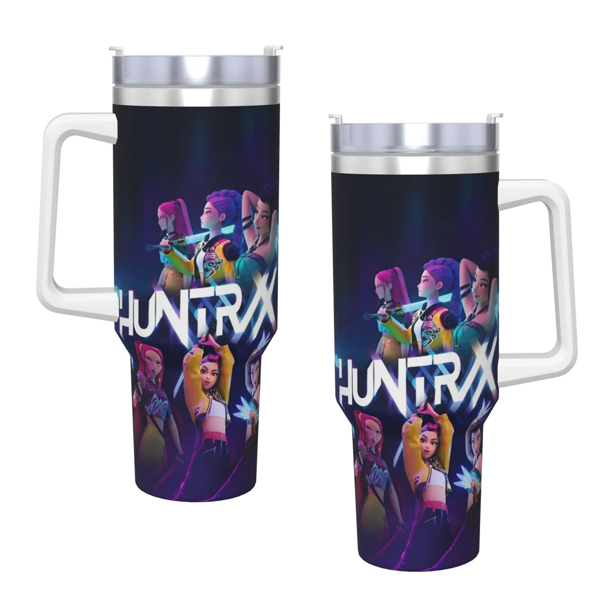 

Kpop Demon Hunters Tumbler With Straw Stainless Steel Travel Mug Double Wall Vacuum Insulated for Cold Or Hot 40oz