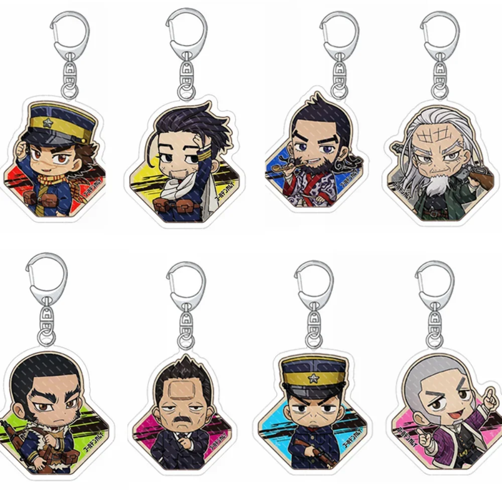 Hot Anime Keychain Kamuy Sugimoto Saichi Tsurumi Tokushirou Komiya Mishima Acrylic Keyring Strap Figure Pendant Collect