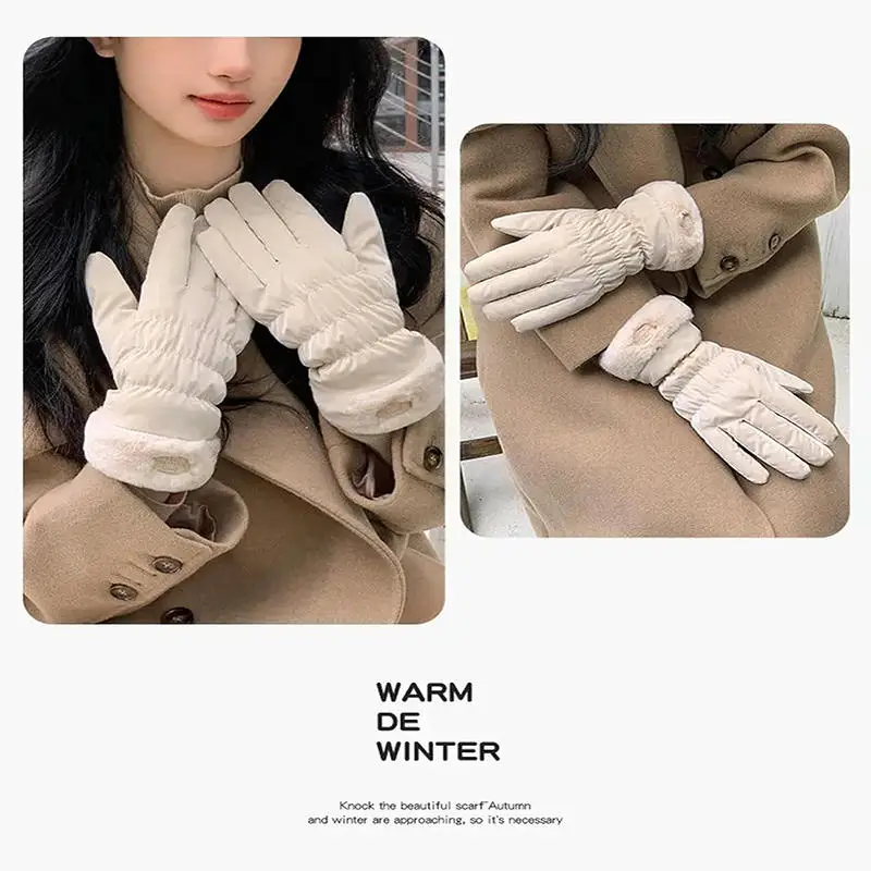 قفازات التزلج النساء الشتاء سحابة الصوف سميكة الدافئة أفخم مقاوم للماء قفازات شاشة اللمس ركوب الخيل في الهواء الطلق تسلق الجبال #4