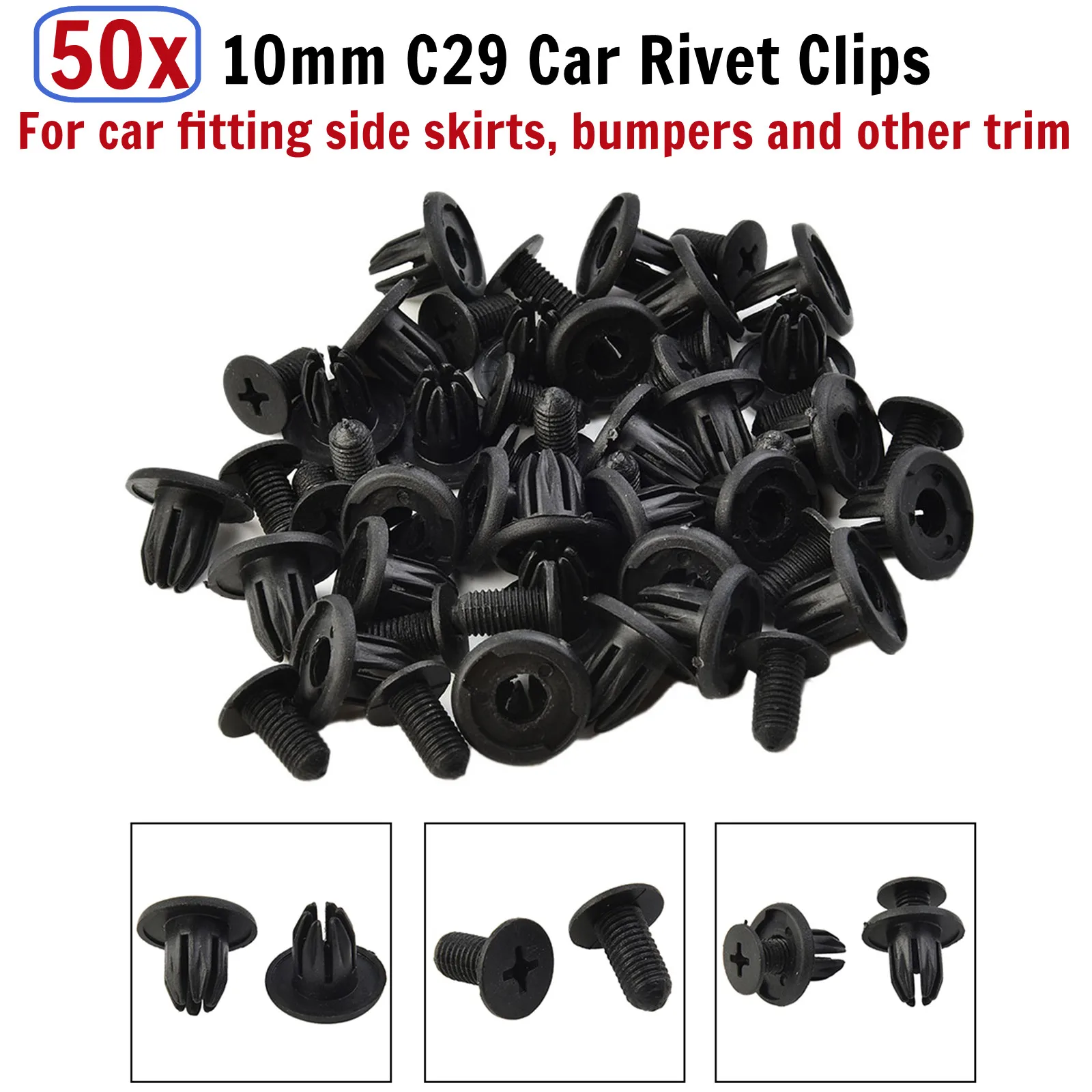 

50Pcs 10mm Black Car Truck Bumper Fender Rivet Clips High Quality Auto Fastener Retainer Plastic Rivet Clips Accessories