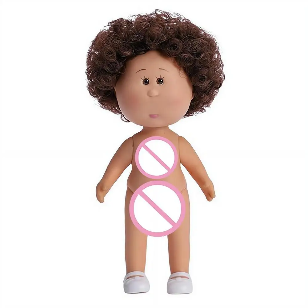 14cm Mini-Kartoffelpuppe mit 5 beweglichen Gelenken, DIY Vinyl-Süße Puppen, Spielzeug mit lockigem Haar, 14cm Vinylpuppe mit Bohnenaugen, dunkelhäutige Anziehpuppe – Detail 7