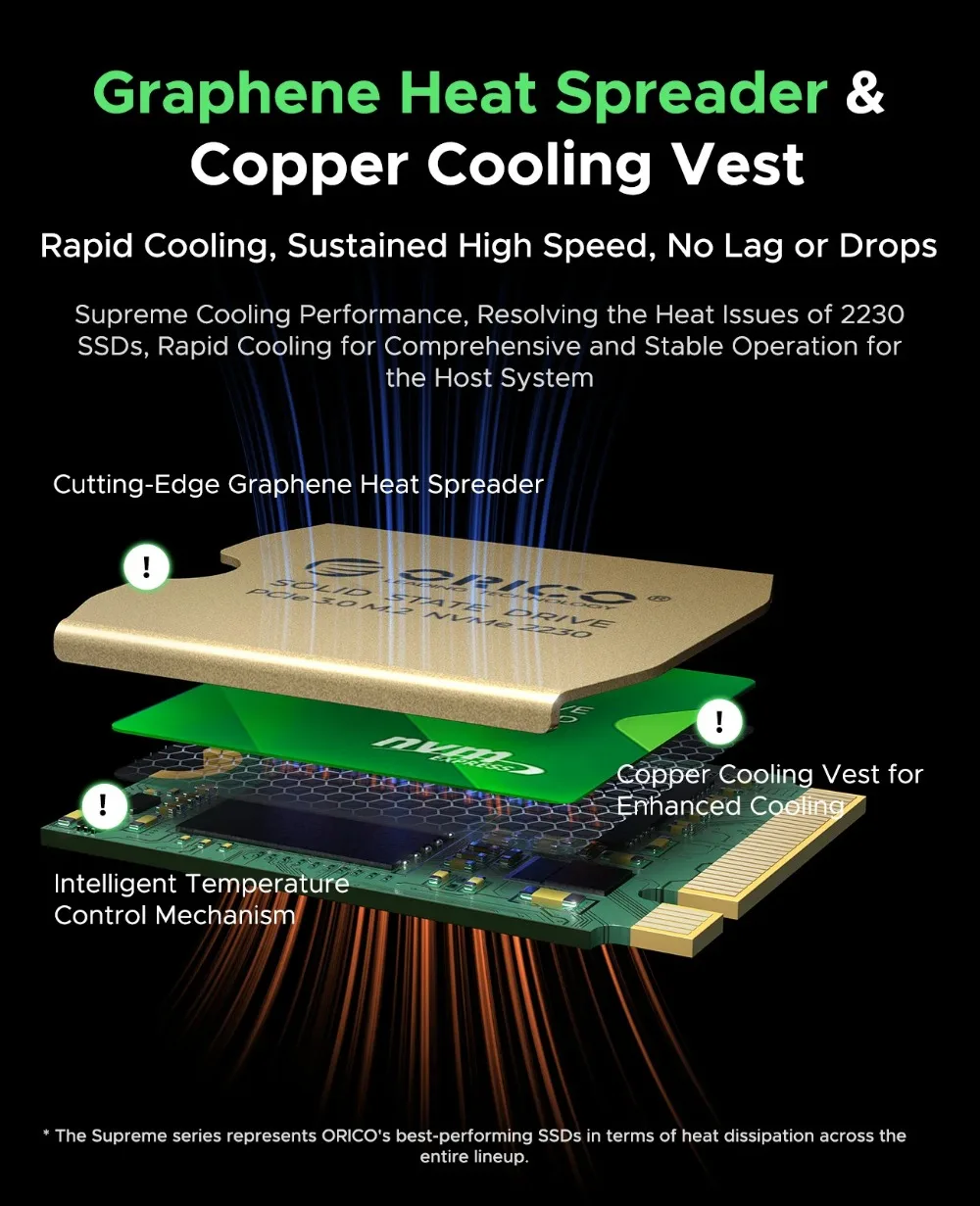 ORICO M.2 2230 SSD 256GB M.2 NVMe PCIe Gen 3.0 내장 솔리드 스테이트 드라이브, TLC 3D NAND, 스팀 데크 노트북 2230, 최대 2500 MB/s
