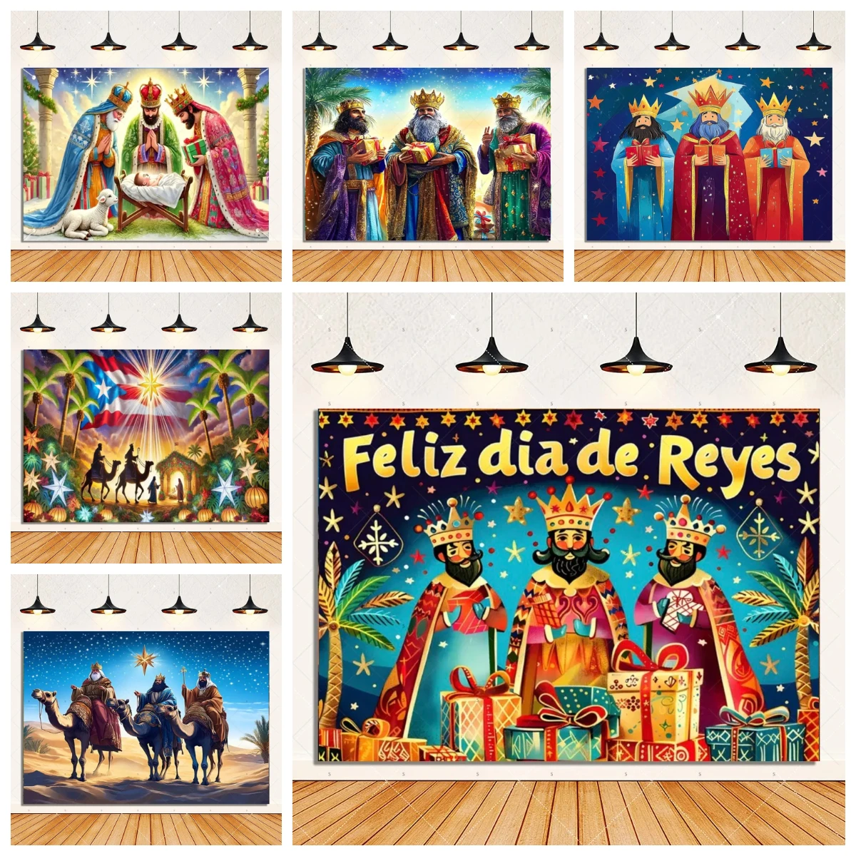 

‌Día de los Reyes Magos Theme Background Spain Three Kings Day Photography Backdrop Supplies Party Decoration Photo Shoot Prop