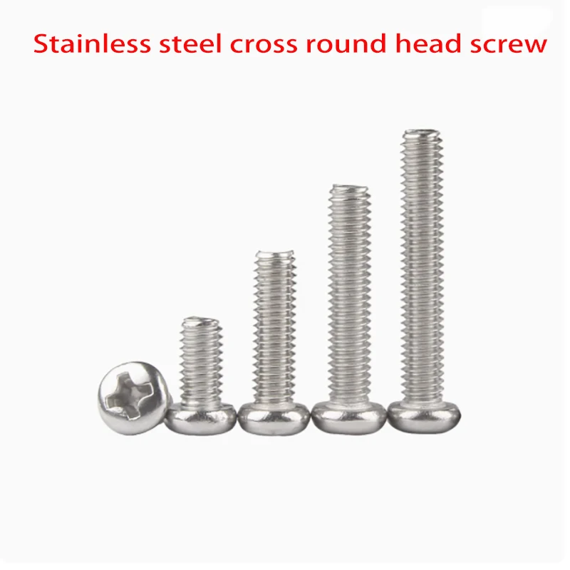 304 الفولاذ المقاوم للصدأ الصليب فيليبس تروس رئيس كبير مستدير الصليب رئيس كبير شقة مسمار لولبي الرأس النجارة الترباس M2M2.5M3-M8