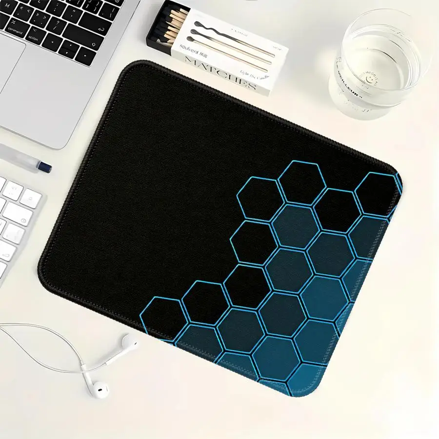 overlock Mouse Pad Game Console Pad Keyboard Mouse Pad office Pad Computer Laptop Pad Desk accessories Hexagonal Blue Pattern Is