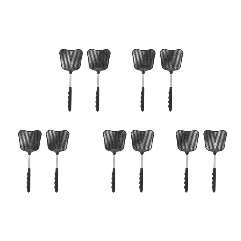 TFTP-Mosquito And Fly Killing Plastic Fly Swatter Retractable Stainless Steel Rod, For Indoor And Outdoor Use (10 Pack)