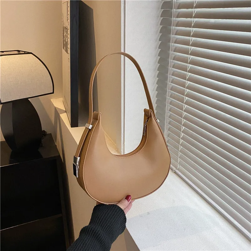 Women's   New Trend Solid Color single Shoulder  Texture Fashion Underarm Bag exquisite Simplicity High quality Chic Atmosphere