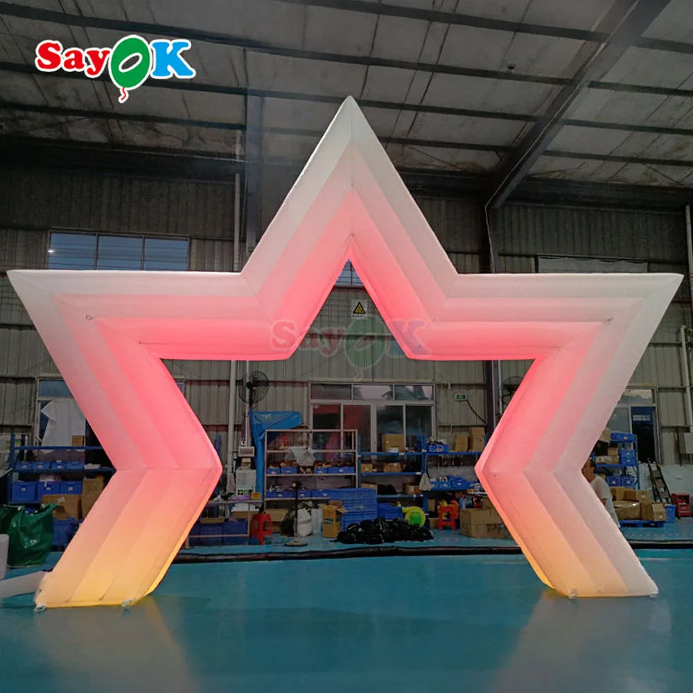 Customized Inflatable Star Arch With LED Lights Giant Star Arch For Outdoor Event Party Advertising Festival Decoration