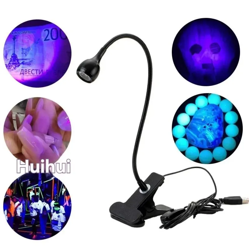 Mini lampe à polymériser le gel UV pour ongles, lumière violette, clip et interrupteur à col de cygne, super budgétaire, lumière USB, polyvalent