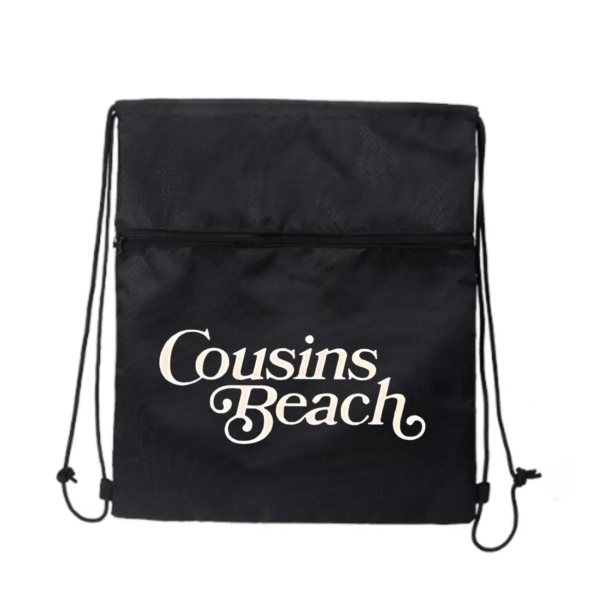 Cousins Beach Coastal Art Black Adjustable Outdoor Drawstring Zipper Bag