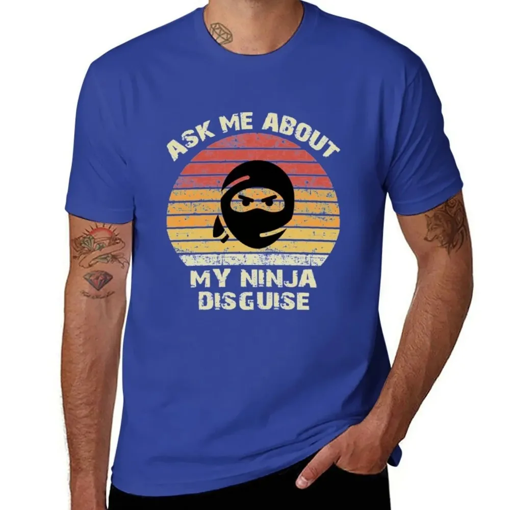 New Retro Ask Me about My Ninja Disguise T-Shirt Anime Printed Clothes Casual Short Sleeve T-Shirt Men\'s Short Sleeve Top