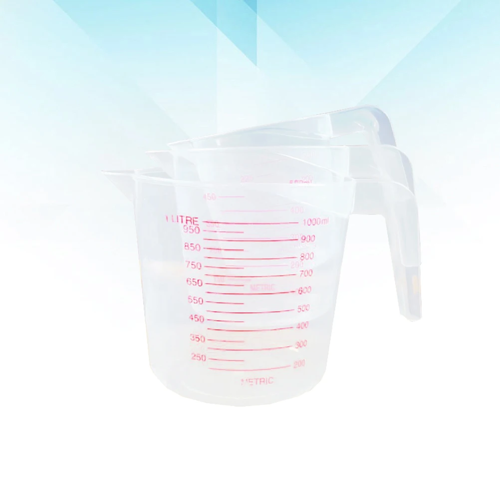 

3pcs Measuring Beaker Plastic Kitchen Graduated Cup Jug Scale Liquid Container Tools for Laboratory Household Use