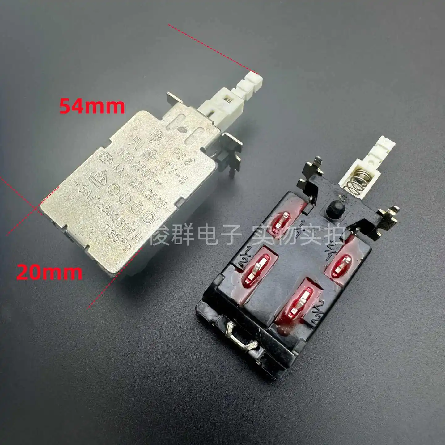 10pcs/ PS6 TV-8 self-locking power switch 10A250VAC TV straight key button 4 feet
