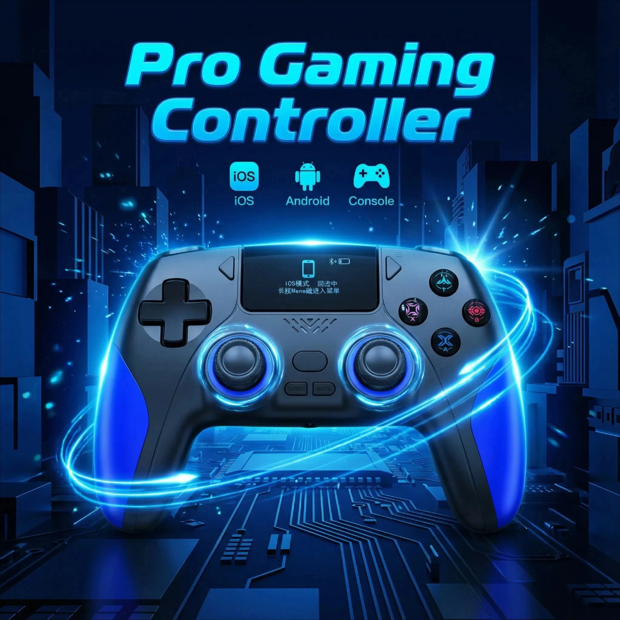 Wireless Game Controller with Screen, Multi Platform Gamepad for Switch PC Android iOS, Built-in Display Bluetooth Controller