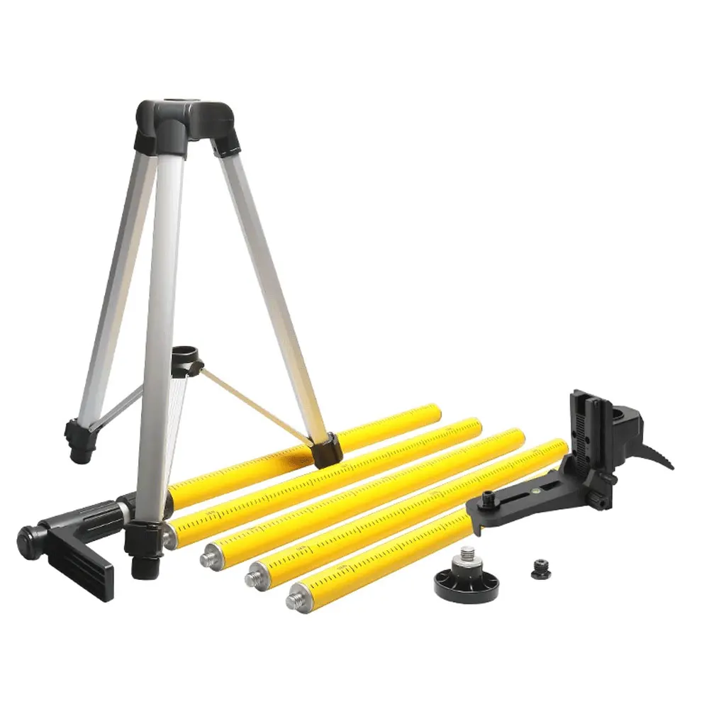 Huepar 12 Ft./3,7m laserstatief telescopische paal met 1/4 inch bij 20 inch laserhouder voor roterende inclusief staaf en 5/8"-11 adapter