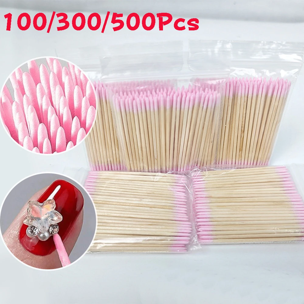 1000/500/300/100 個爪木製綿棒クリーンスティック使い捨て 7 センチメートルダブルエンドマニキュアディテールコレクターマニキュアリムーバー