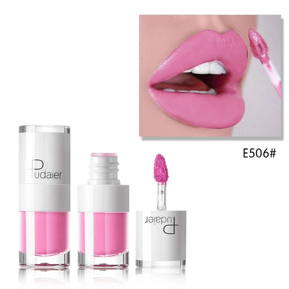 Batom fosco sexy para mulheres, 16 cores, duradouro, impermeável, lápis líquido, maquiagem, copo antiaderente, brilho labial, rosa, 1pc