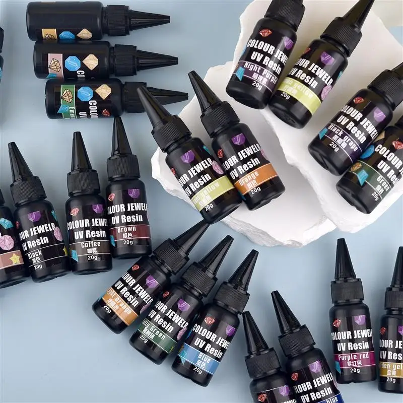 Klej żywiczny UV 20g Klej epoksydowy Twardy utwardzany ultrafioletem Klej UV DIY Kolorowa żywica do tworzenia biżuterii Szybkoschnący klej przezroczysty — zdjęcie 3
