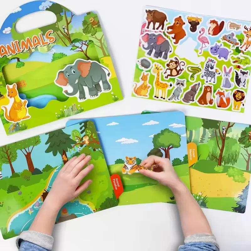 Student DIY Scene Sticker Book Multi Pattern Portable Handheld Sticker Book Student Handmade Sticker Book