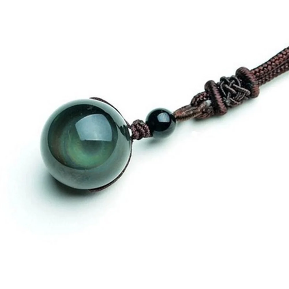

Natural 18Mm Black Obsidian Necklace Rainbow Eyes Beads Healing Jewelry Gift For Men Women Meditation Accessories Charms