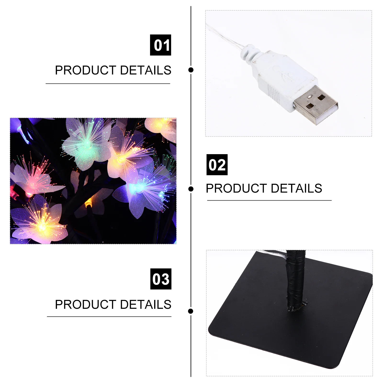 الألياف البصرية زهرة شجرة ضوء USB بالطاقة اللون تغيير Led منضدية مصباح فروع قابل للتعديل ضوء الليل لمكتب غرفة النوم #2