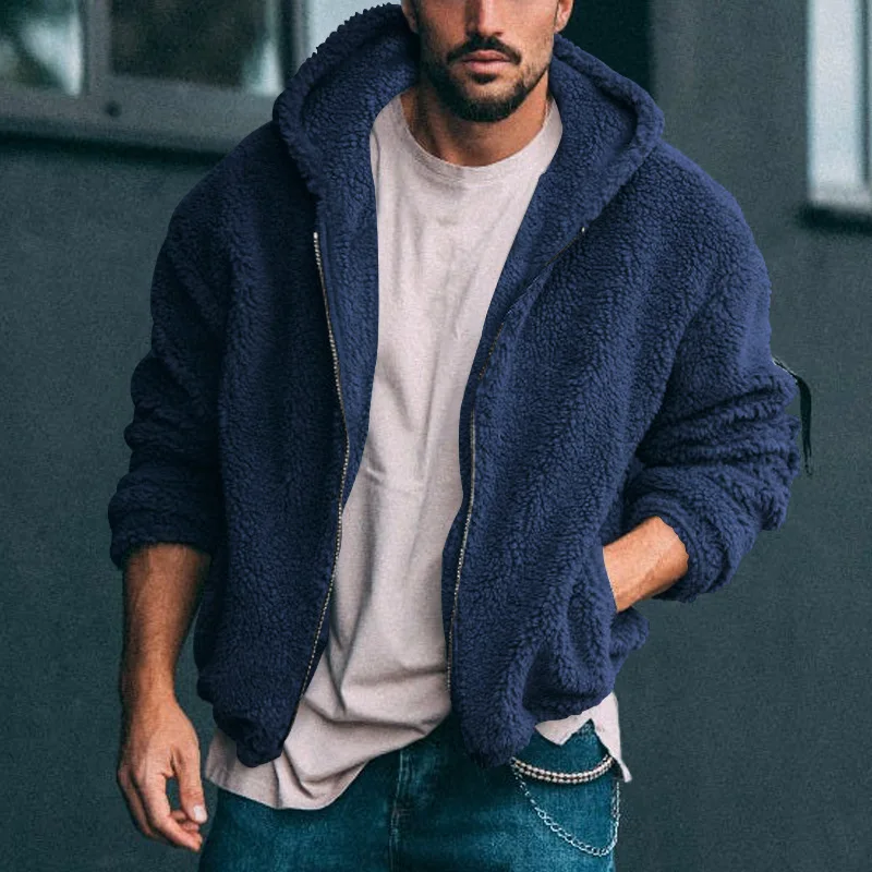 New Men's Warm Jacket Double-sided Arctic Fleece Hooded Zipper Jacket Men's Spring And Summer 2026 New Products