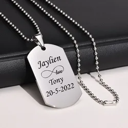 Personalized Dog Tag Necklaces for Men,Engraved Military Dog Tags Customize with Your Words Valentine’s Birthday Gift