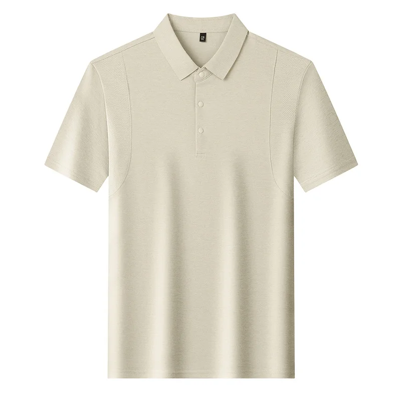 Slim-Fit-Poloshirt mit halber Knopfleiste für Herren, belüftete Seitenpaneele, Business-Meeting, Kurzstreckenreise, Kleidungsstück – Detail 29