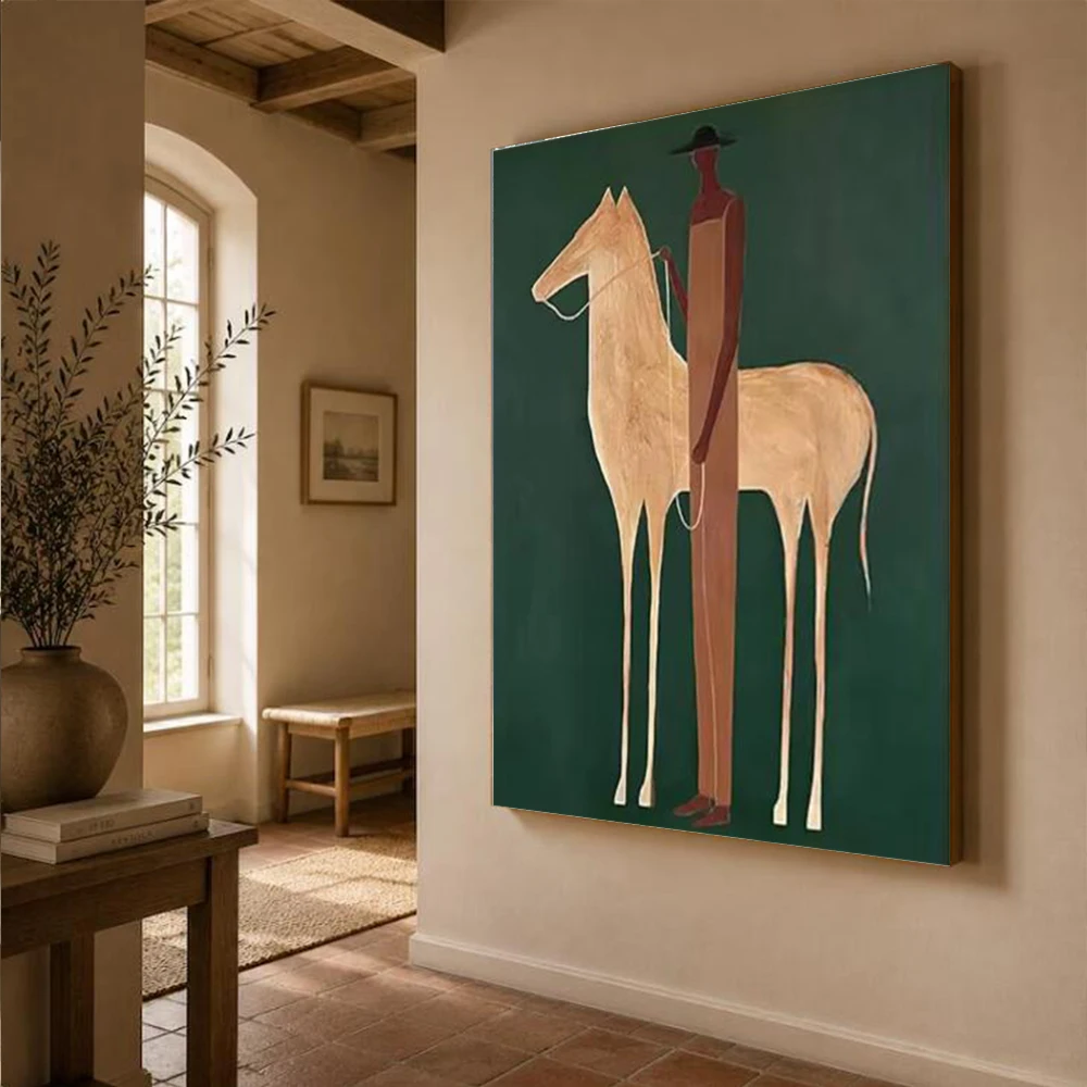 100% Handmade Abstract Oil Painting on Canvas French Knight Wall Art Picture Decor Home Living Room Equestrian Hand Mural Artwor