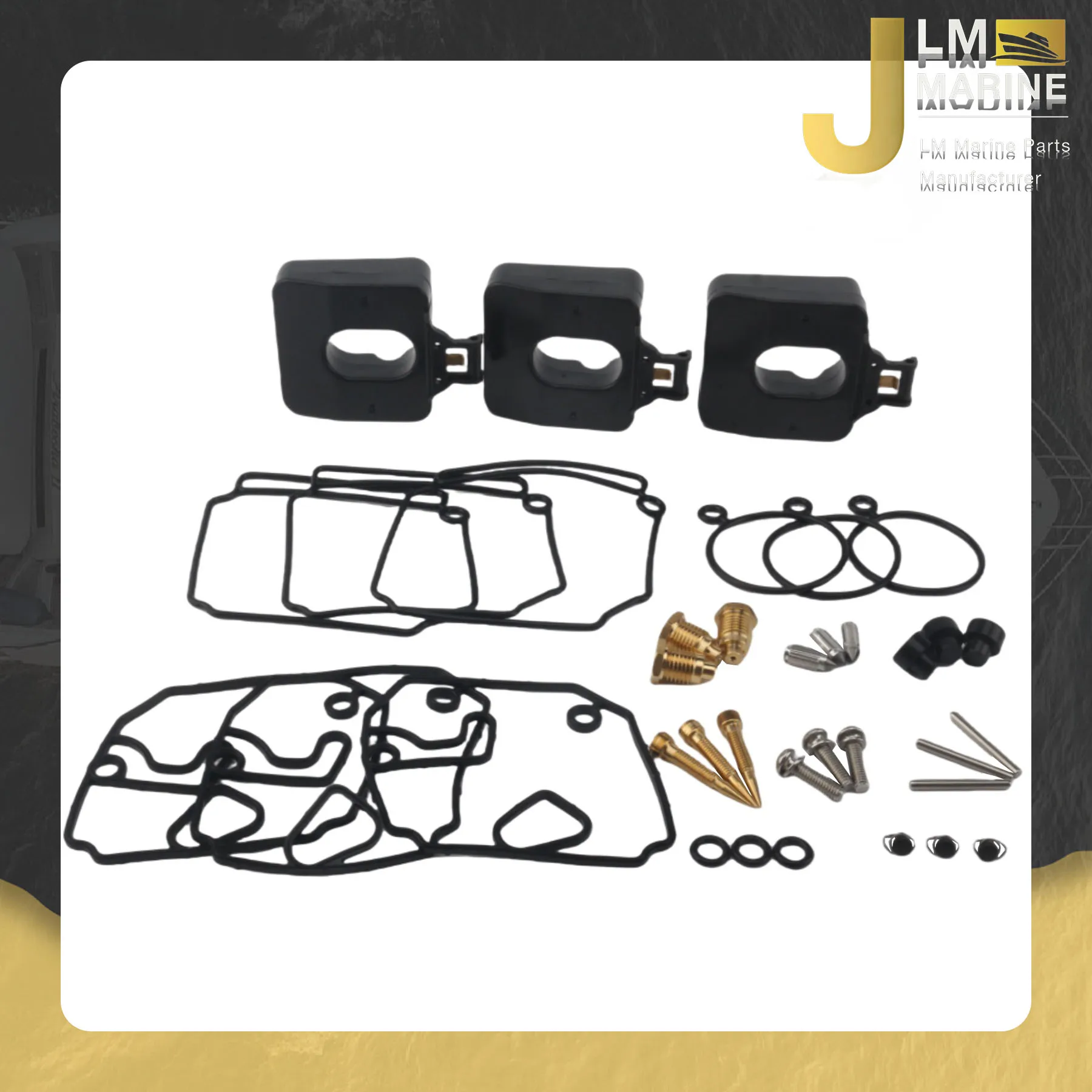 

JLM Marine Carburetor Repair Seal Kit for Nissan Tohatsu 60 HP M60C 70 HP M70C 3 Cyl 2 Stroke 3F3-87122-1 3F3871220 3F3871220M