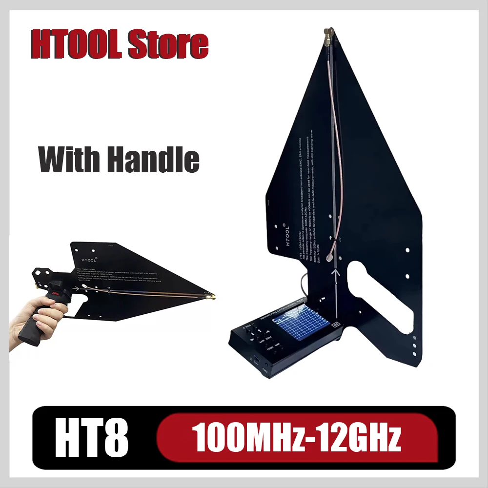 HTOOL HT8 Handle UWB UHF Log Periodic Antenna 100MHz-12GHz Passive Directional PCB Handheld Antenna 50Ω 7-12dBi High Gain SMA