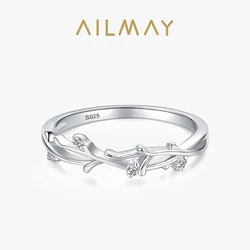 Ailmay Genuine 925 Sterling Silver Irregular Shape Stackable CZ Finger Rings Cubic Zirconia For Women Statement Jewelry Gift