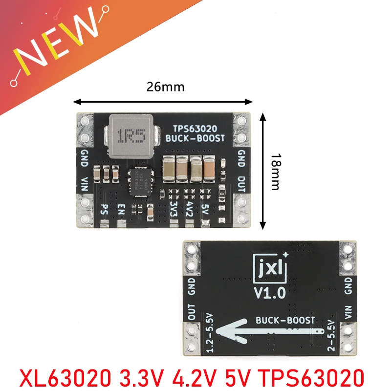 XL63020 3.3V 4.2V 5V Lithium Battery USB Automatic Step-up/Step-down Module Microcontroller Power With Low Ripple TPS63020