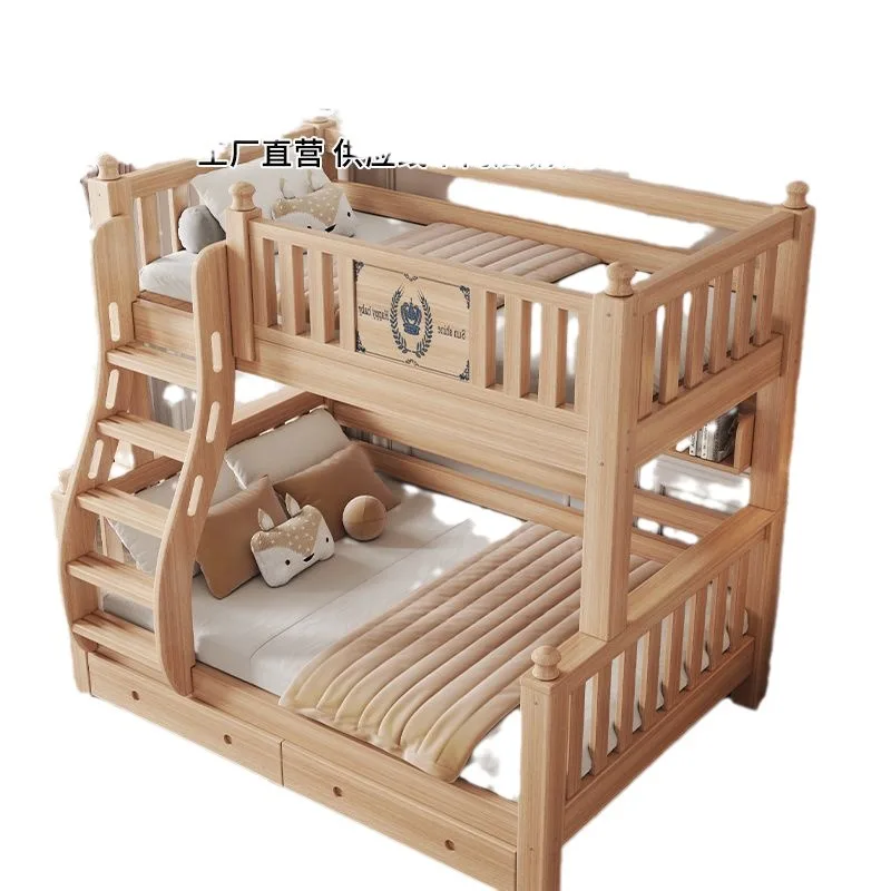 High and low Liriodendron goose palm storage mother and child bed split bed solid wood upper and lower bed double layer