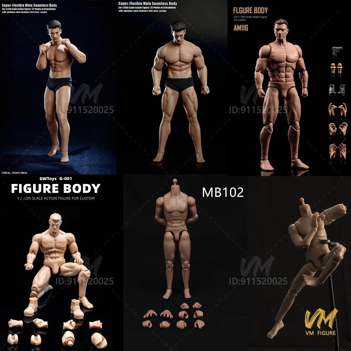 TM01 TM02 AM116 G001 1/12 Muscle Male Super Flexible Body With Head Action Figure Model Joint Body MB102 JOK-01 MCC023 Dolls Toy