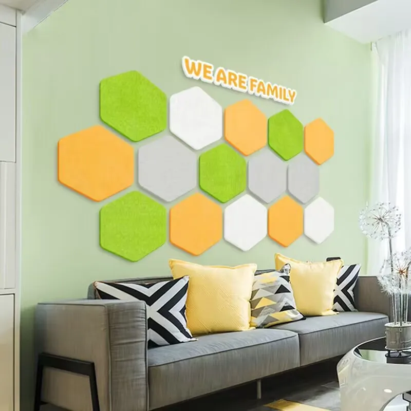 Removable Self Adhesive Wall Decorative DIY Hexagon Felt Board Wall Sticker Kids Room Decor Home Message Background Board