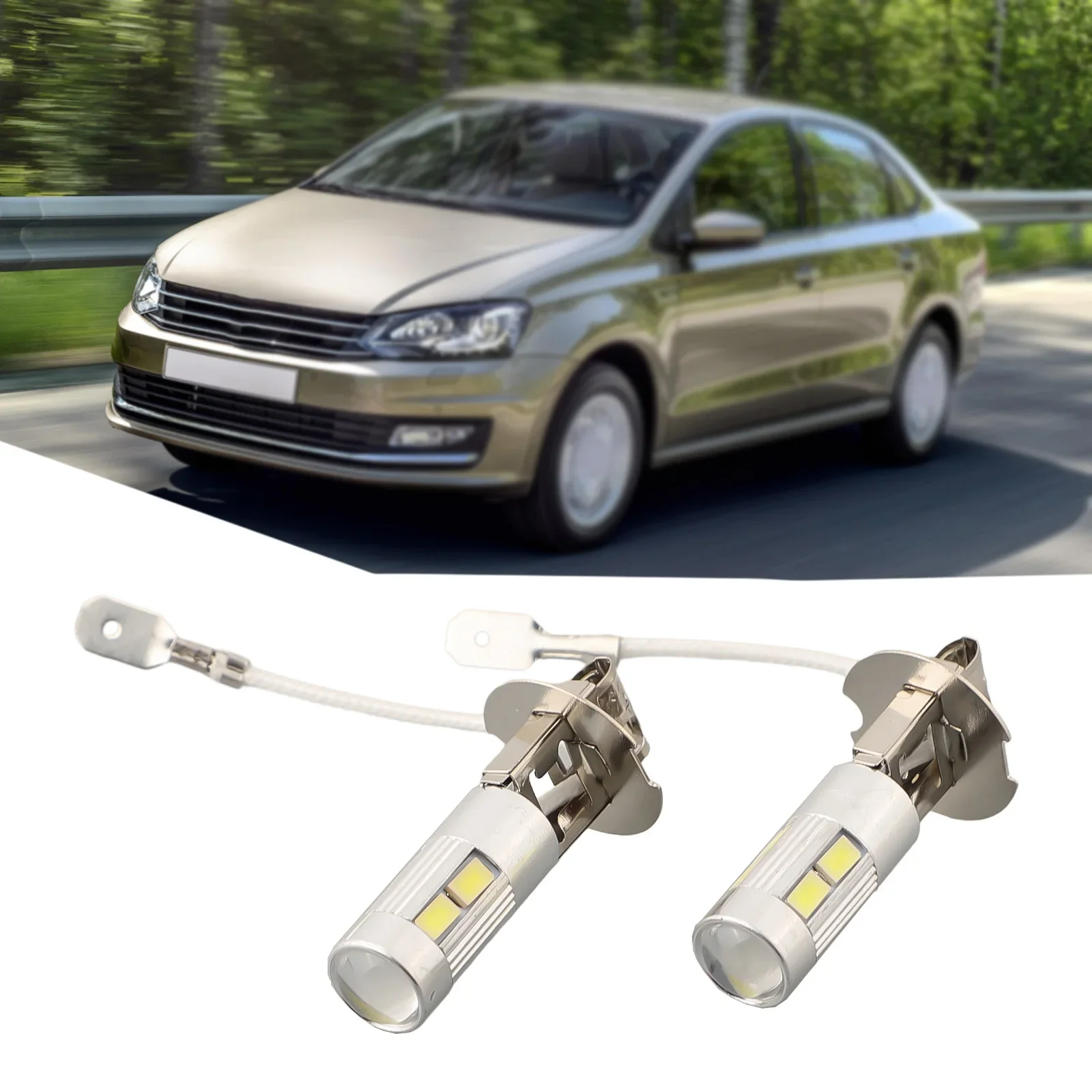 

2PCS 12v H3 LED White Super Bright Car Light Bulb 10SMD 5630 Driving DRL Universal Car Lights Car Fog Light Replacement Parts