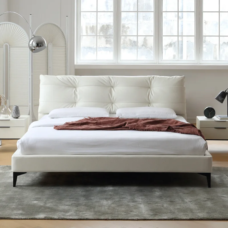 

Cloud bed Italian cream wind Viktor fairy double leather bed