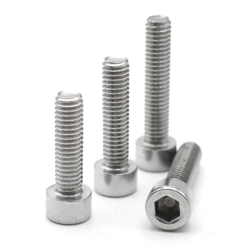 5-50PCS DIN912 A2-70 304 stainless steel non-knurled hex socket cap head screws sizes M1.6 to M8