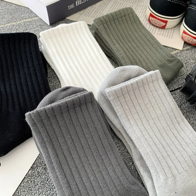 Solid Color Cotton Socks Unisex Men Women Soft Breathable High Quality Sport Socks Spring Summer Male Business Mid-tube Sock